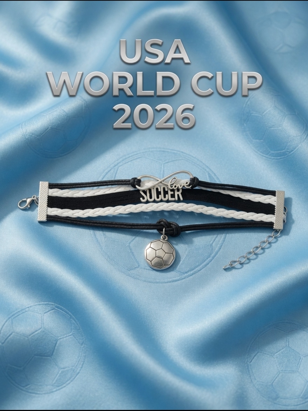 Black & White Soccer Charm Multi-Strand Bracelet